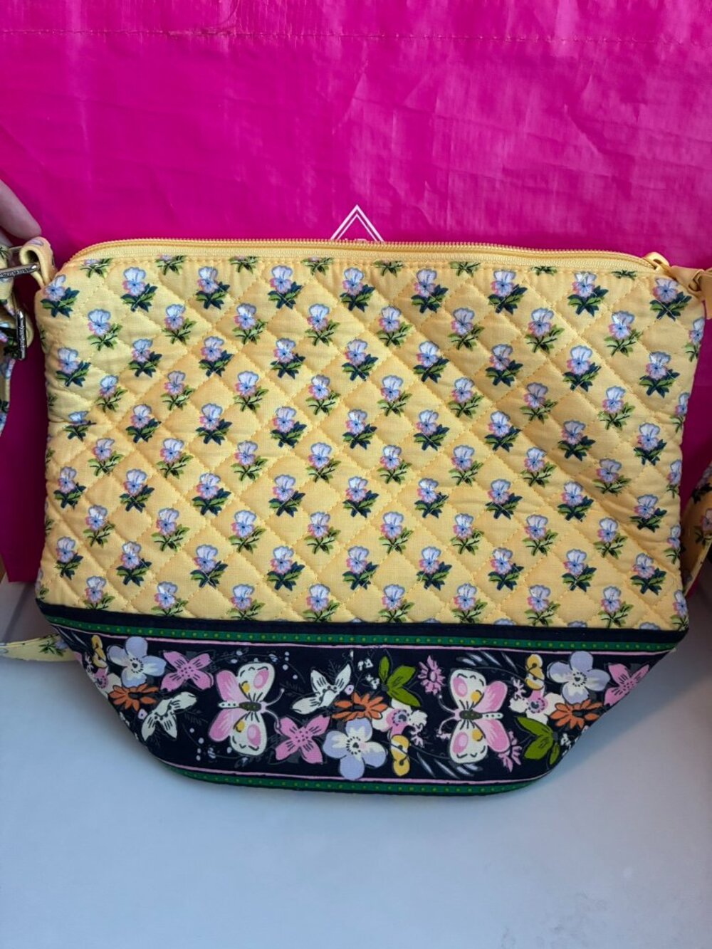 Vera Bradley Kinda Katherine Bucket Crossbody yellow floral